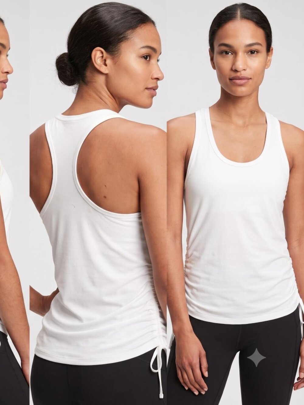 *GapFit White Brushed Tech Jersey Ruched Side Tank Top Racerback Small